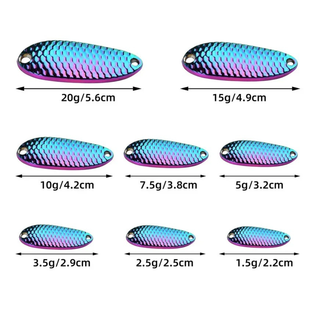 Cuillère de pêche en métal coloré – Leurres Spinner Wobbler de 1,5g à 20g pour eau douce et salée