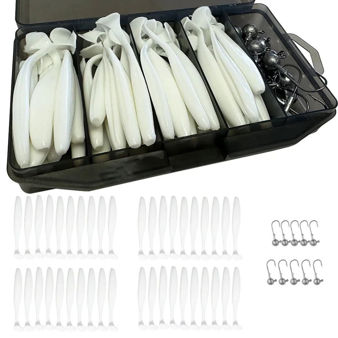 Coffret 50 Leurres Souples & Têtes Plombées