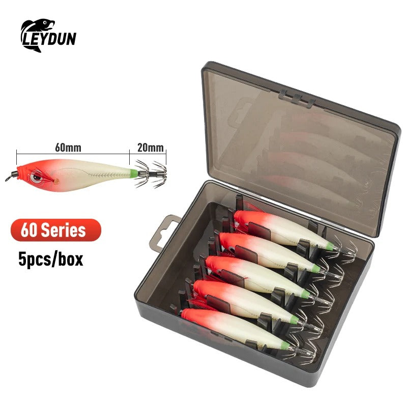Coffret de 5 Leurres Lumineux Spécial Calamar