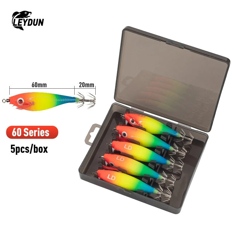 Coffret de 5 Leurres Lumineux Spécial Calamar
