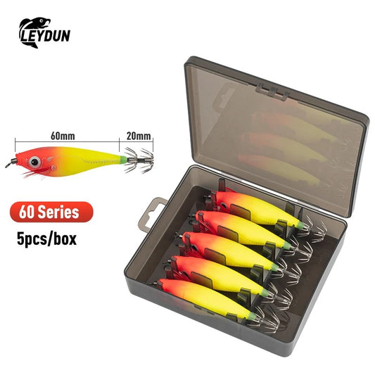 Coffret de 5 Leurres Lumineux Spécial Calamar